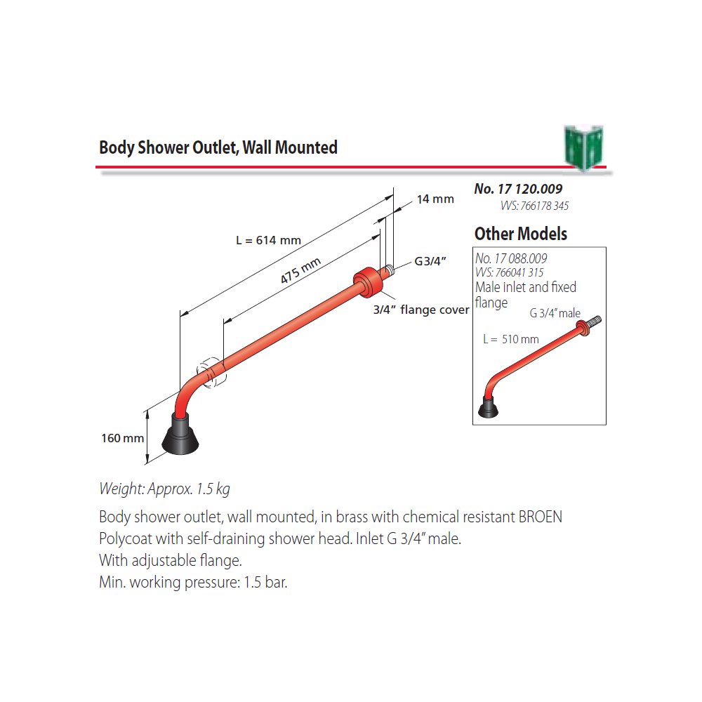 Body Shower Outlet - Wall mounted