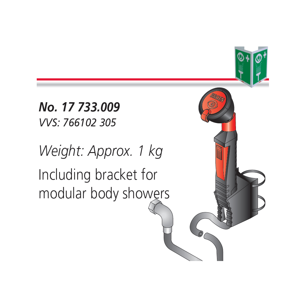 Hand-held Eyewash with Single Angled Head and Accessories for Mounting to Modular Body Shower