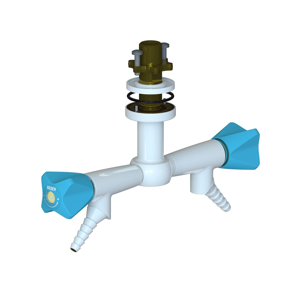 Suspended Fitting with 45° Valve - 2 Valve 180° - with Fixed Nozzle
