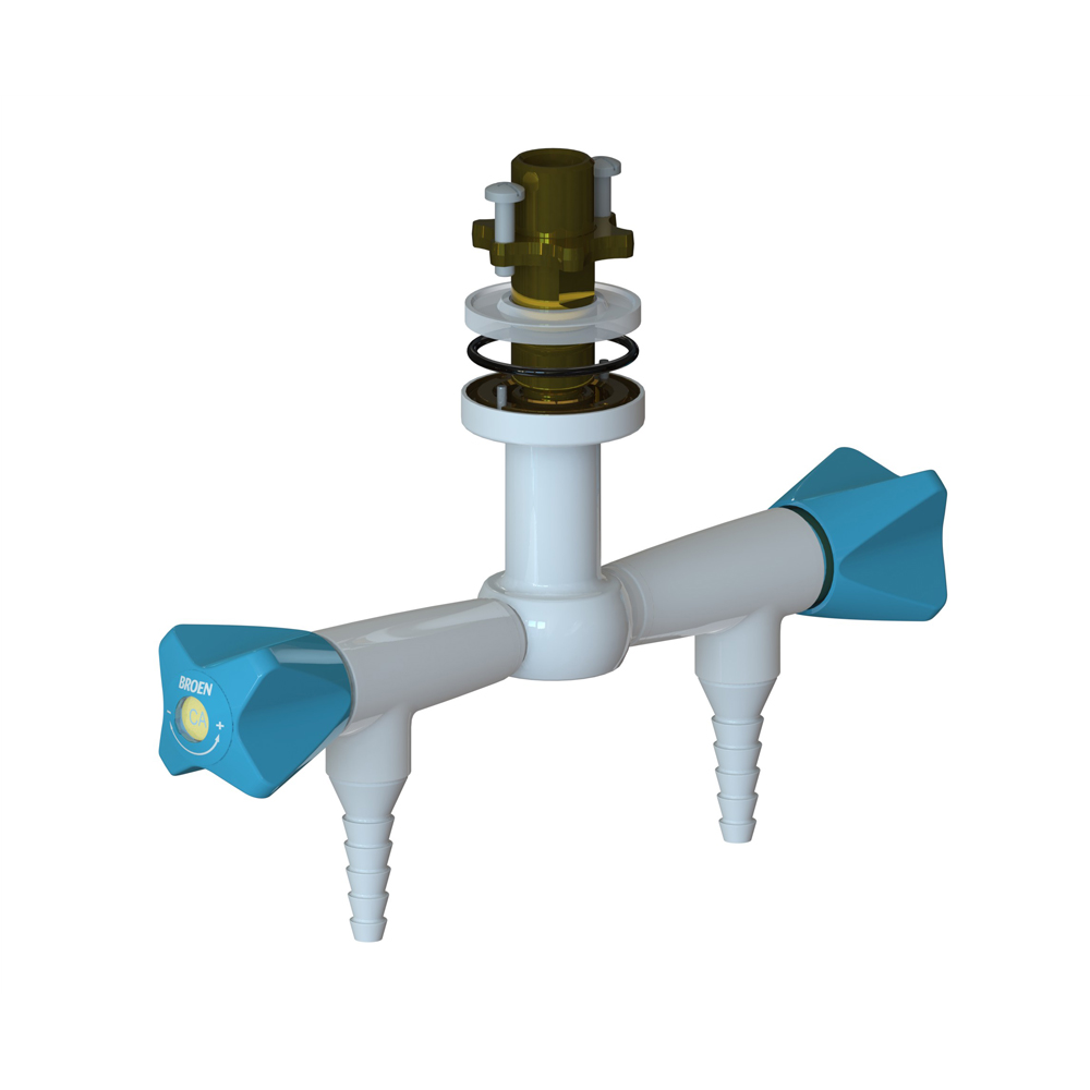Suspended Fitting with 90° Valve - 2 Valve 180° - with Fixed Nozzle