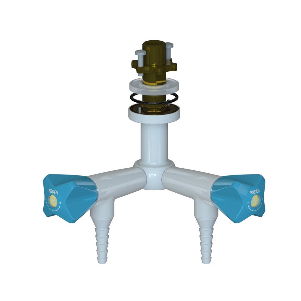 Suspended Fitting with 90° Valve - 2 Valve 90° - with Fixed Nozzle