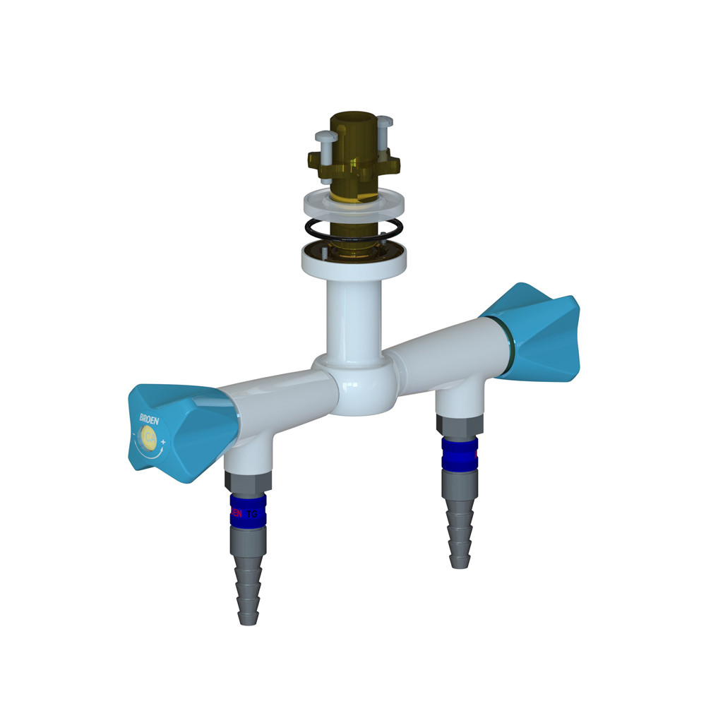 Suspended Fitting with 90° Valve - 2 Valve 180° - with Quick Release Coupling