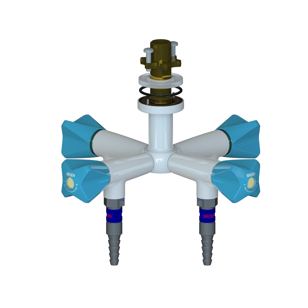 Suspended Fitting with 90° Valve - 4 Valve - with Quick Release Coupling