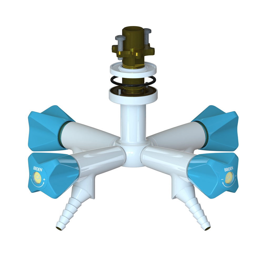 Suspended Fitting with 45° Valve - 4 Valve - with Fixed Nozzle