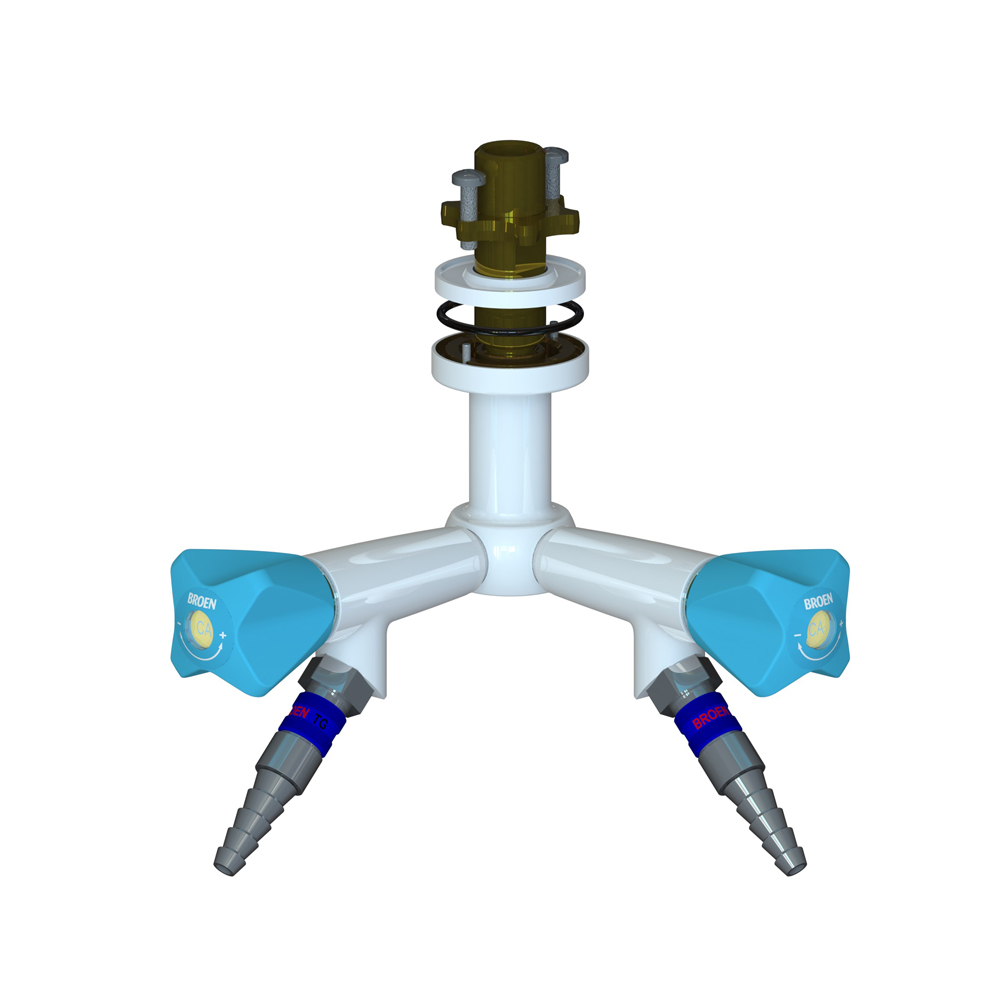 Suspended Fitting with 45° Valve - 2 Valve 90° - with Quick Release Coupling