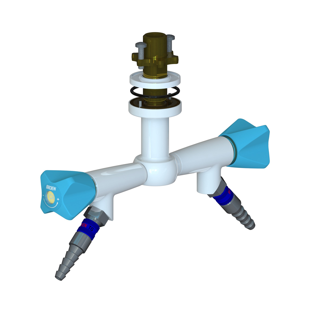 Suspended Fitting with 45° Valve - 2 Valve 180° - with Quick Release Coupling