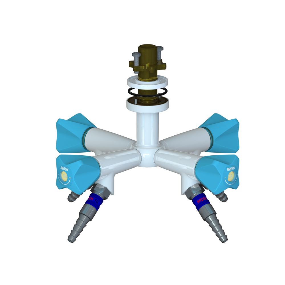 Suspended Fitting with 45° Valve - 4 Valve - with Quick Release Coupling