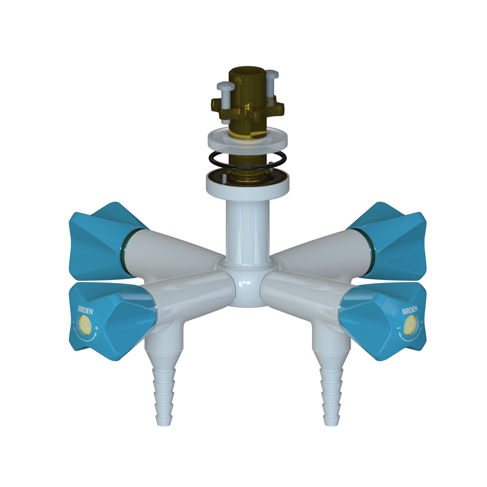 Suspended Fitting with 90° Valve - 4 Valve - with Fixed Nozzle