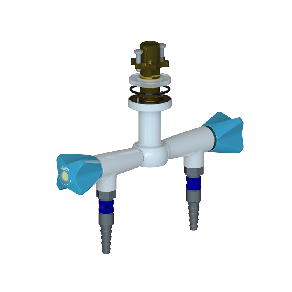 Suspended Fitting with 90° Valve - 2 Valve 180° - with Quick Release Coupling