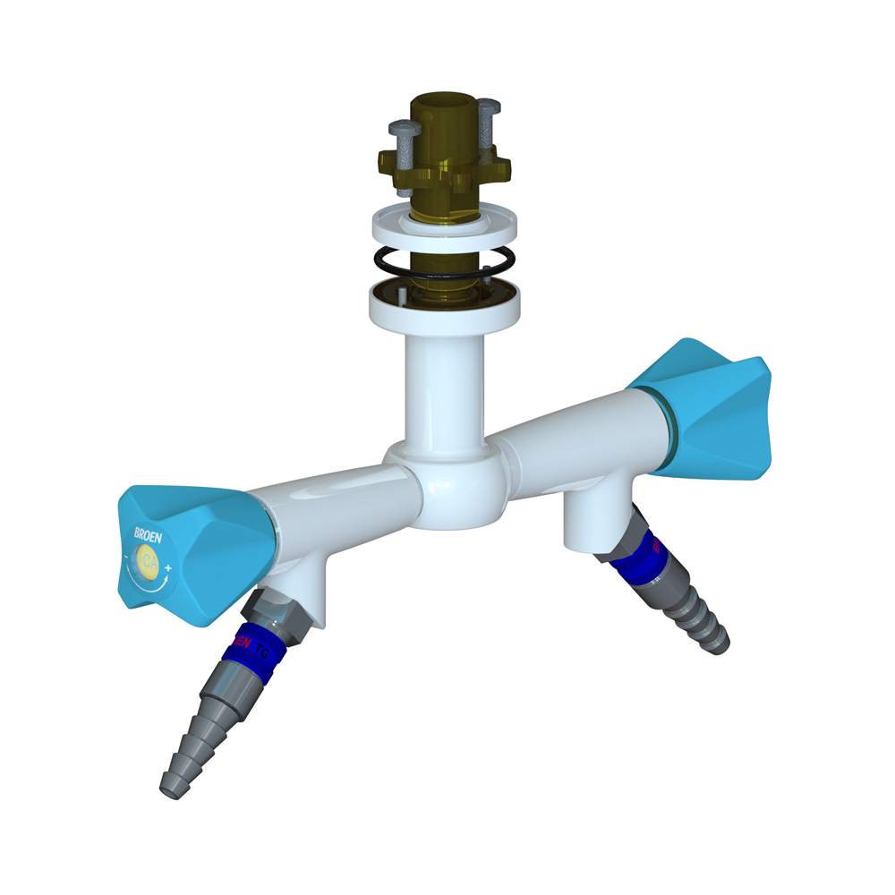 Suspended Fitting with 45° Valve - 2 Valve 180° - with Quick Release Coupling