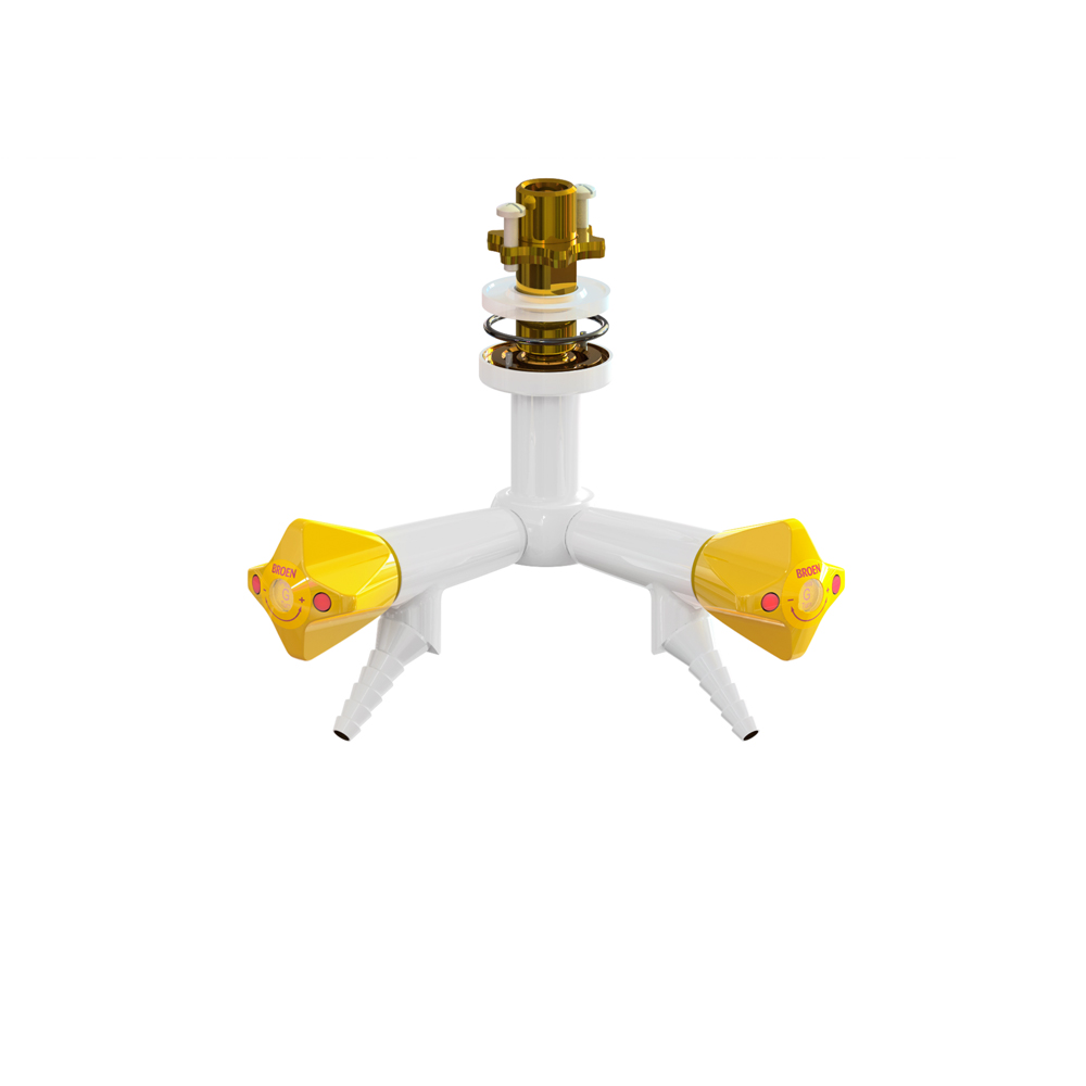 Suspended 45⁰ - 2-Valve 90⁰ Fitting With Fixed Nozzle