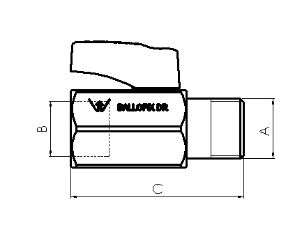 Ballofix Ball Valve: 3/8" Male x 3/8" Female